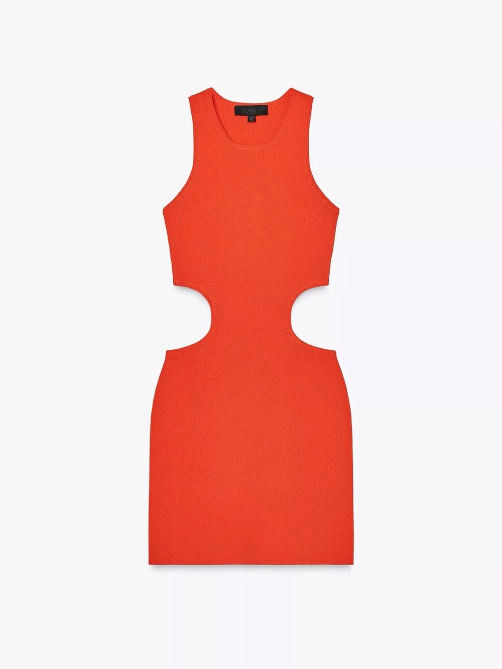 Zara Cut Out Knit Mini Dress — Bright Red/Orange — Size M